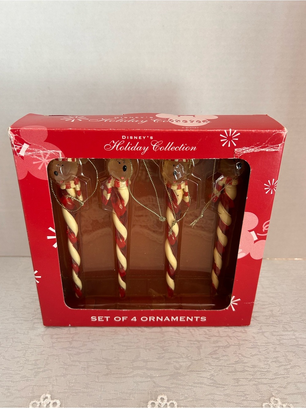Vintage Disneyland set of 4 hand blown Mickey & Minnie icicles With Original Box